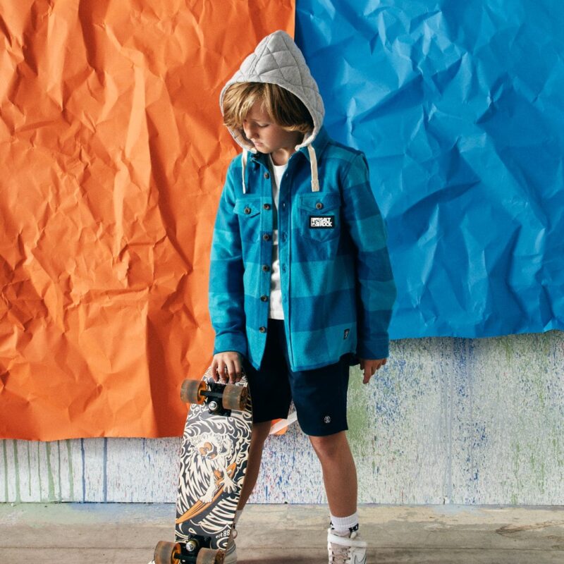 Vanale Kids’ Blue Hooded Flannel Shirt