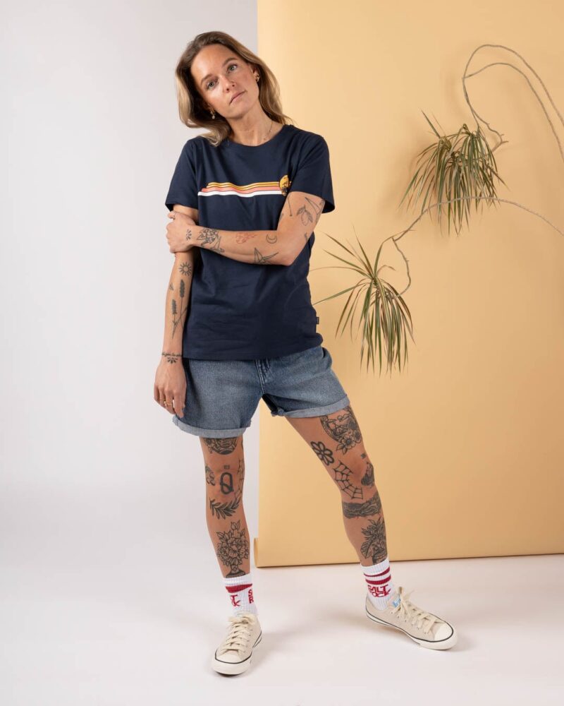 Vanale Women’s Blue Striped Short Sleeve T-Shirt - Image 4