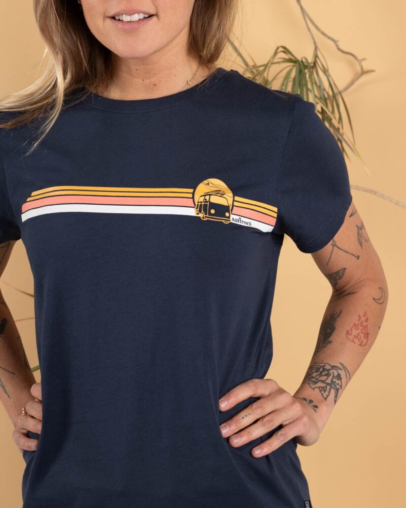 Vanale Women’s Blue Striped Short Sleeve T-Shirt - Image 2